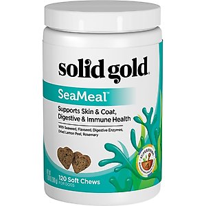 Solid Gold SeaMeal Skin & Coat, Digestive & Immune Health Soft Chews Grain-Free Supplement for Dogs, 120 count