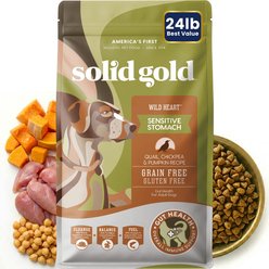 Solid Gold Sensitive Stomach Grain-Free Quail, Chickpea & Pumpkin Dry Dog Food, 24-lb bag