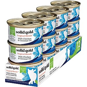 Solid Gold Tropical Blendz with Chicken & Coconut Oil Pate Grain-Free Canned Cat Food, 3-oz, case of 12