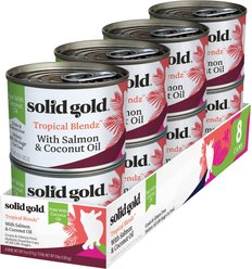 Solid Gold Tropical Blendz with Salmon & Coconut Oil Pate Grain-Free Canned Cat Food, 6-oz, case of 8