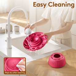 SOLOWINNER 2-in-1 Non-Skid Silicone Dog Bowl Slow Feeder, 5-cup, Pink slide 2 of 7