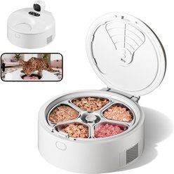 SOLOWINNER Automatic Stainless-Steel Wet Food Dog & Cat Feeder, White