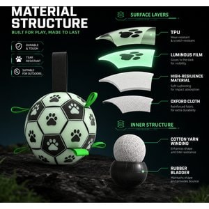 SOLOWINNER Premium Glowing & Light Up Outdoor Chew Ball Dog Toy, Large: 7.3-in