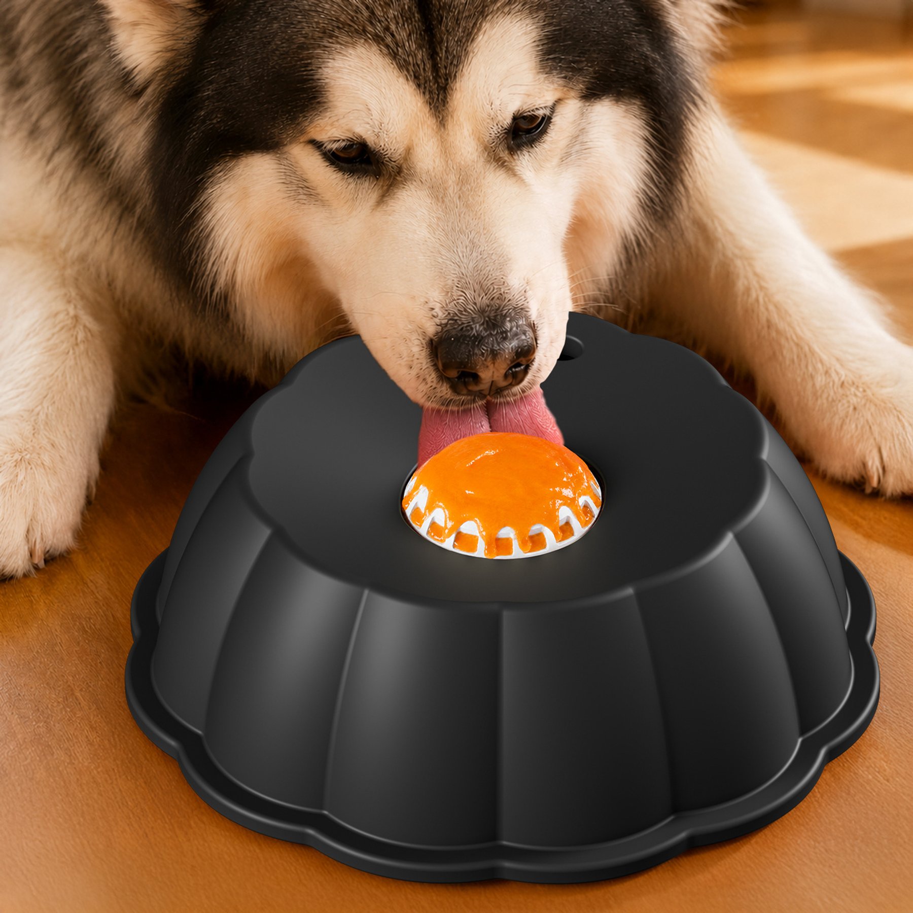 SOLOWINNER Non-Slip Anti-Choke Dog & Cat Slow Feeder Bowl, Black