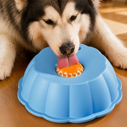 SOLOWINNER Non-Slip Anti-Choke Dog & Cat Slow Feeder Bowl, Blue slide 1 of 7