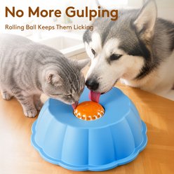SOLOWINNER Non-Slip Anti-Choke Dog & Cat Slow Feeder Bowl, Blue slide 2 of 7