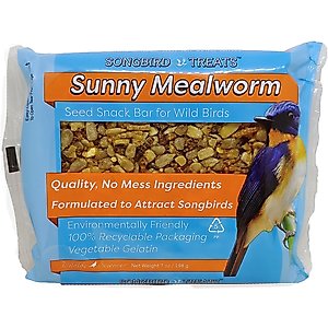 Songbird Treats Sunny Mealworm Large Seed Bar Bird Treats, 7-oz cake, 12 count
