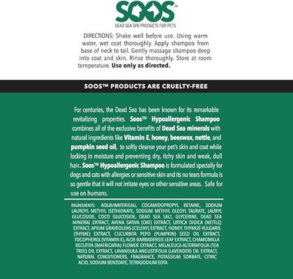 Show full view: Soos Pets Hypoallergenic Dog & Cat Shampoo, 135-fl oz bottle slide 5 of 5