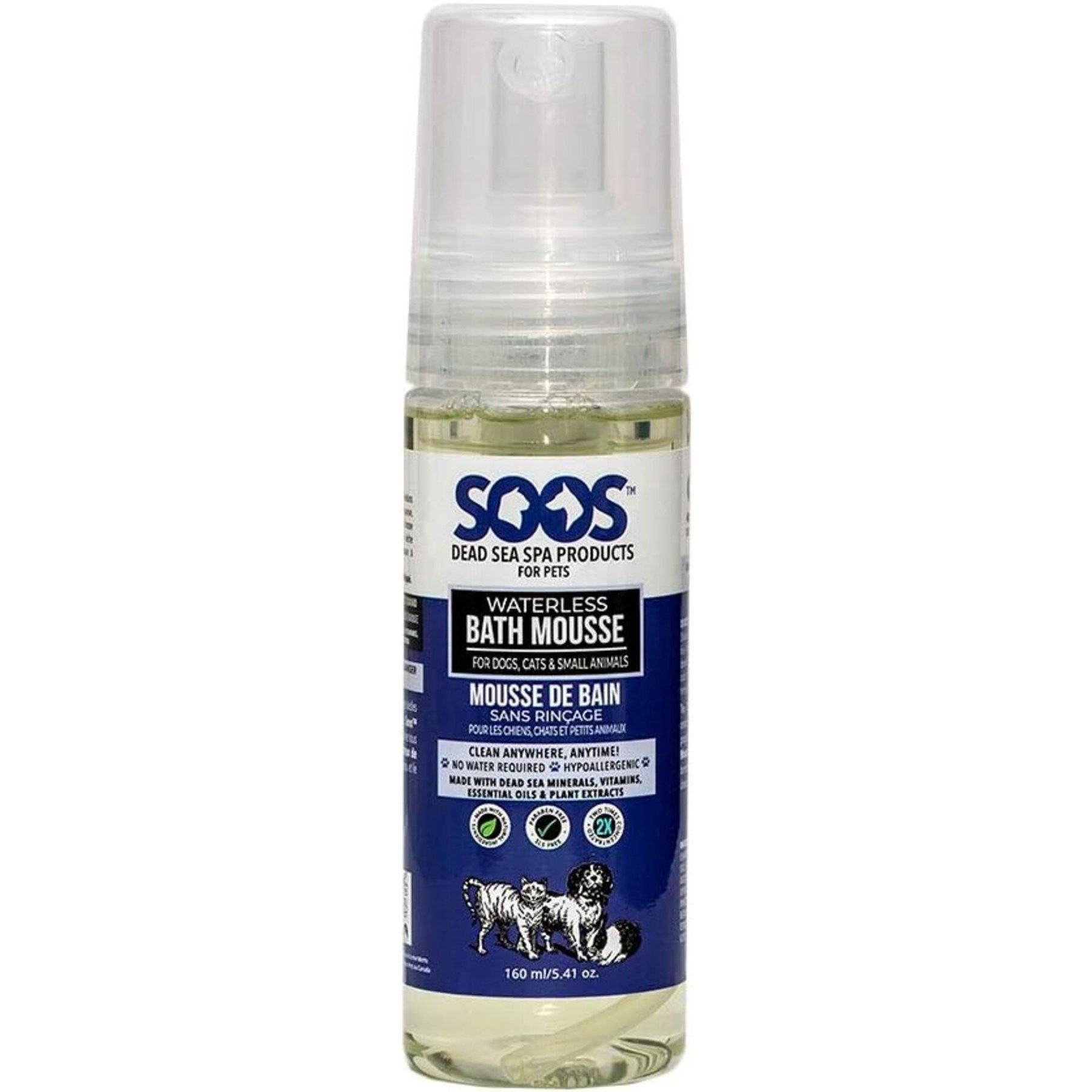 Soos Pets Waterless Pet Bath Mousse, 5.4-fl oz bottle