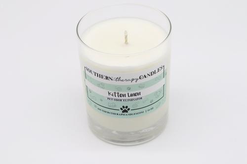 Show full view: Southern Therapy Candles Kitten Linen Odor Eliminator Candle slide 3 of 3