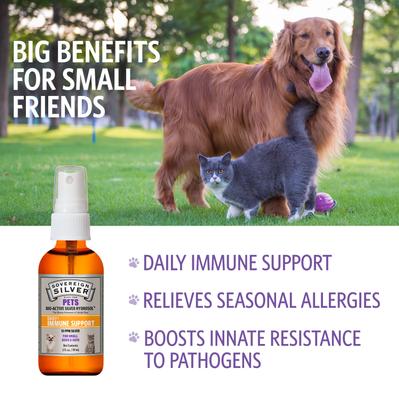 Show full view: Sovereign Silver Pets Daily+ Immune Support Bio-Active Silver Hydrosol Small Dog & Cat Supplement, 2-fl oz bottle slide 6 of 9