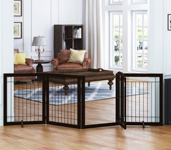 Spirich Extra Wide Freestanding Wire Dog Gate, Espresso