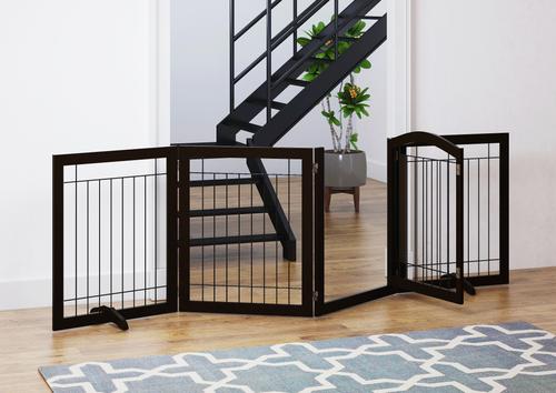 Show full view: Spirich Extra Wide Freestanding Wire Dog Gate, Espresso slide 2 of 9