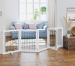 Spirich Extra Wide Freestanding Wire Dog Gate, White