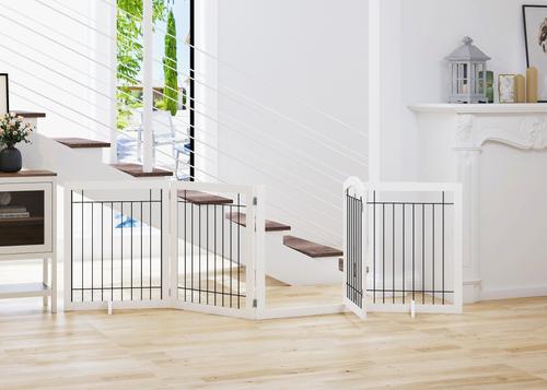 Show full view: Spirich Extra Wide Freestanding Wire Dog Gate, White slide 2 of 9