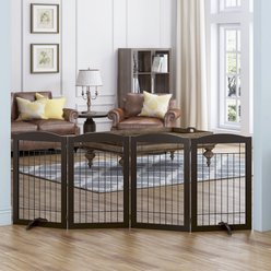 Spirich Freestanding Black Wire Dog Gate, Espresso, 4 Panel