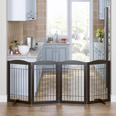 Show full view: Spirich Freestanding Black Wire Dog Gate, Espresso, 4 Panel slide 3 of 11