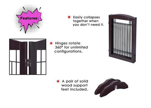 Show full view: Spirich Freestanding Black Wire Dog Gate, Espresso, 4 Panel slide 7 of 11