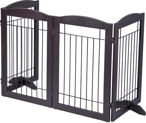 Show full view: Spirich Freestanding Black Wire Dog Gate, Espresso, 4 Panel slide 9 of 11