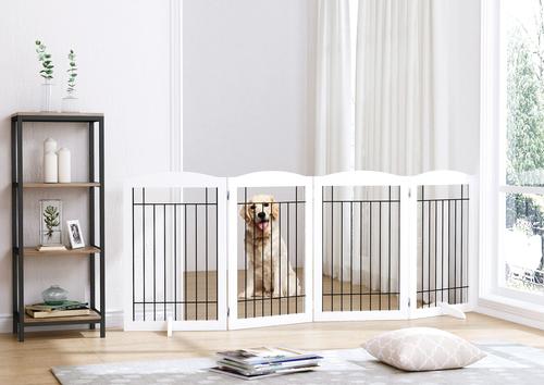 Show full view: Spirich Freestanding Black Wire Dog Gate, White, 4 Panel slide 2 of 10