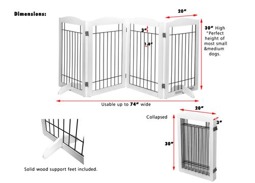 Show full view: Spirich Freestanding Black Wire Dog Gate, White, 4 Panel slide 4 of 10