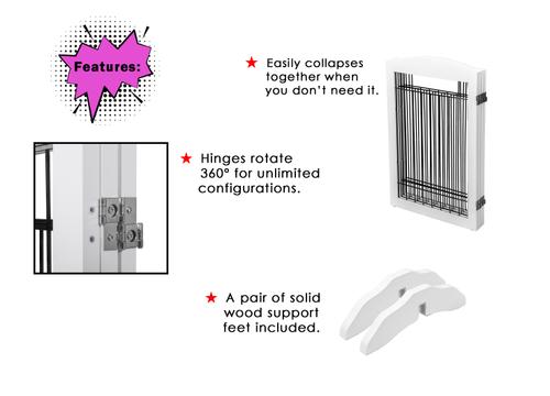 Show full view: Spirich Freestanding Black Wire Dog Gate, White, 4 Panel slide 5 of 10