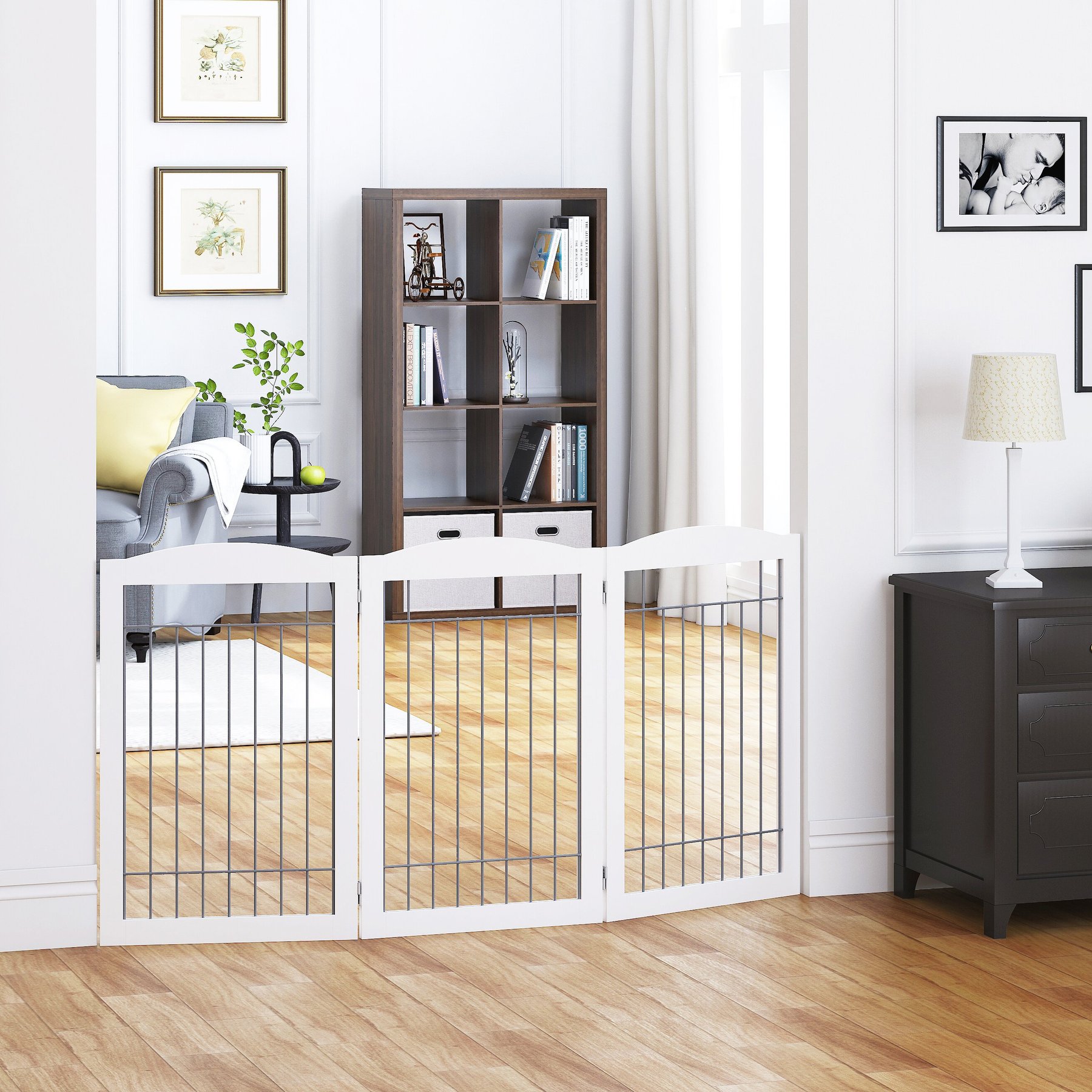 Spirich Freestanding Foldable Wire Dog Gate, 3 Panel