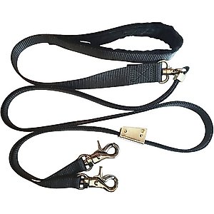 Sporn Double Dog Leash, Black, Medium/Large: 5-ft long, 5/8-in wide