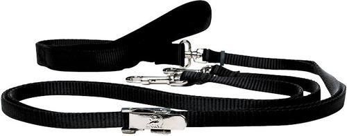 Show full view: Sporn Double Dog Leash, Black, Medium/Large: 5-ft long, 5/8-in wide slide 2 of 7