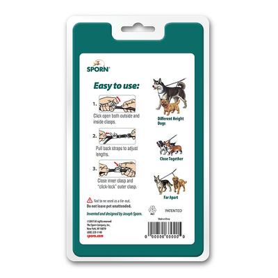 Show full view: Sporn Double Dog Leash, Black, Medium/Large: 5-ft long, 5/8-in wide slide 5 of 7