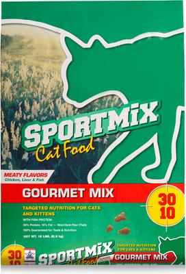 Show full view: SPORTMiX Gourmet Mix with Chicken, Liver & Fish Flavor Adult Dry Cat Food, 15-lb bag slide 1 of 7
