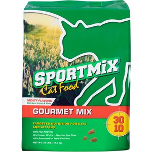 SPORTMiX Gourmet Mix with Chicken, Liver & Fish Flavor Adult Dry Cat Food, 31-lb bag
