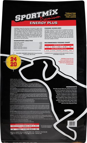 Show full view: SPORTMiX Premium Energy Plus Adult Dry Dog Food, 50-lb bag, bundle of 2 slide 3 of 7
