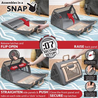 Show full view: SportPet Designs Travel Master Collapsible Dog & Cat Carrier with Plush Bed, Grey & Pink, Large slide 6 of 11