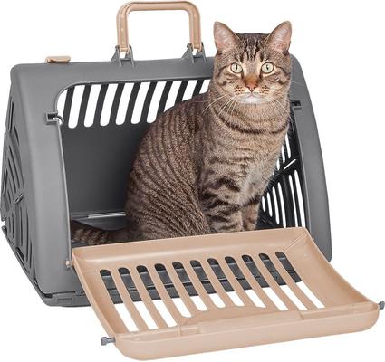 Show full view: SportPet Designs Travel Master Collapsible Dog & Cat Carrier with Plush Bed, Grey & Pink, Large slide 7 of 11