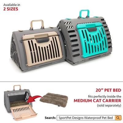 Show full view: SportPet Designs Travel Master Collapsible Dog & Cat Carrier with Plush Bed, Grey & Pink, Large slide 8 of 11