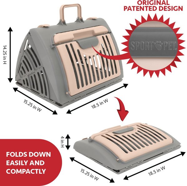 SportPet Designs Travel Master Collapsible Dog & Cat Carrier with Plush Bed