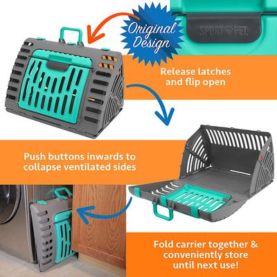 Show full view: SportPet Designs Travel Master Collapsible Dog & Cat Carrier, Dark Grey & Teal, X-Large slide 4 of 7
