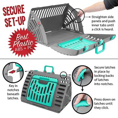 Show full view: SportPet Designs Travel Master Collapsible Dog & Cat Carrier, Dark Grey & Teal, X-Large slide 5 of 7