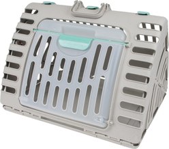 SportPet Designs Travel Master Collapsible Carrier with Cat & Dog Plush Bed, Grey & Blue, X-Large