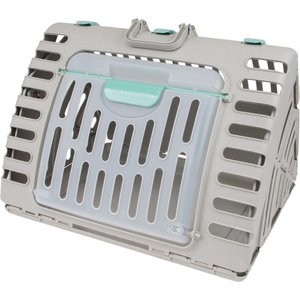 SportPet Designs Travel Master Collapsible Carrier with Cat & Dog Plush Bed, Grey & Blue, X-Large