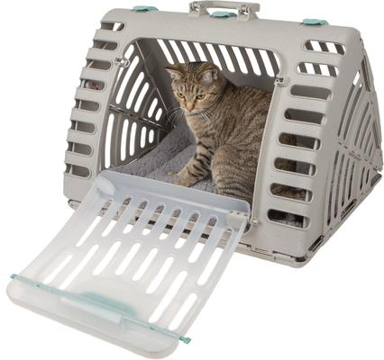 Show full view: SportPet Designs Travel Master Collapsible Dog & Cat Carrier with Plush Bed, Grey & Blue, X-Large slide 2 of 11