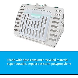SportPet Designs Travel Master Collapsible Carrier with Cat & Dog Plush Bed, Grey & Blue, X-Large