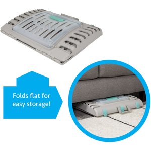 SportPet Designs Travel Master Collapsible Carrier with Cat & Dog Plush Bed, Grey & Blue, X-Large