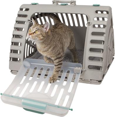 Show full view: SportPet Designs Travel Master Collapsible Dog & Cat Carrier with Plush Bed, Grey & Blue, X-Large slide 3 of 11