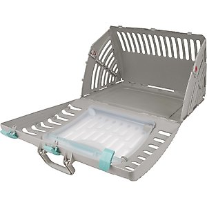 SportPet Designs Travel Master Collapsible Carrier with Cat & Dog Plush Bed, Grey & Blue, X-Large