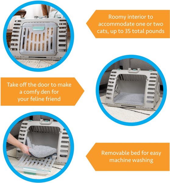 Show full view: SportPet Designs Travel Master Collapsible Carrier with Cat & Dog Plush Bed, Grey & Blue, X-Large slide 6 of 11