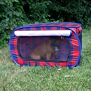 SportPet Designs Pop Open Soft-Sided Collapsible Cat Kennel, Red, 31-in