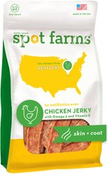 Spot Farms Chicken Jerky Skin & Coat Formula Human-Grade Jerky Dog Treats, 12-oz bag