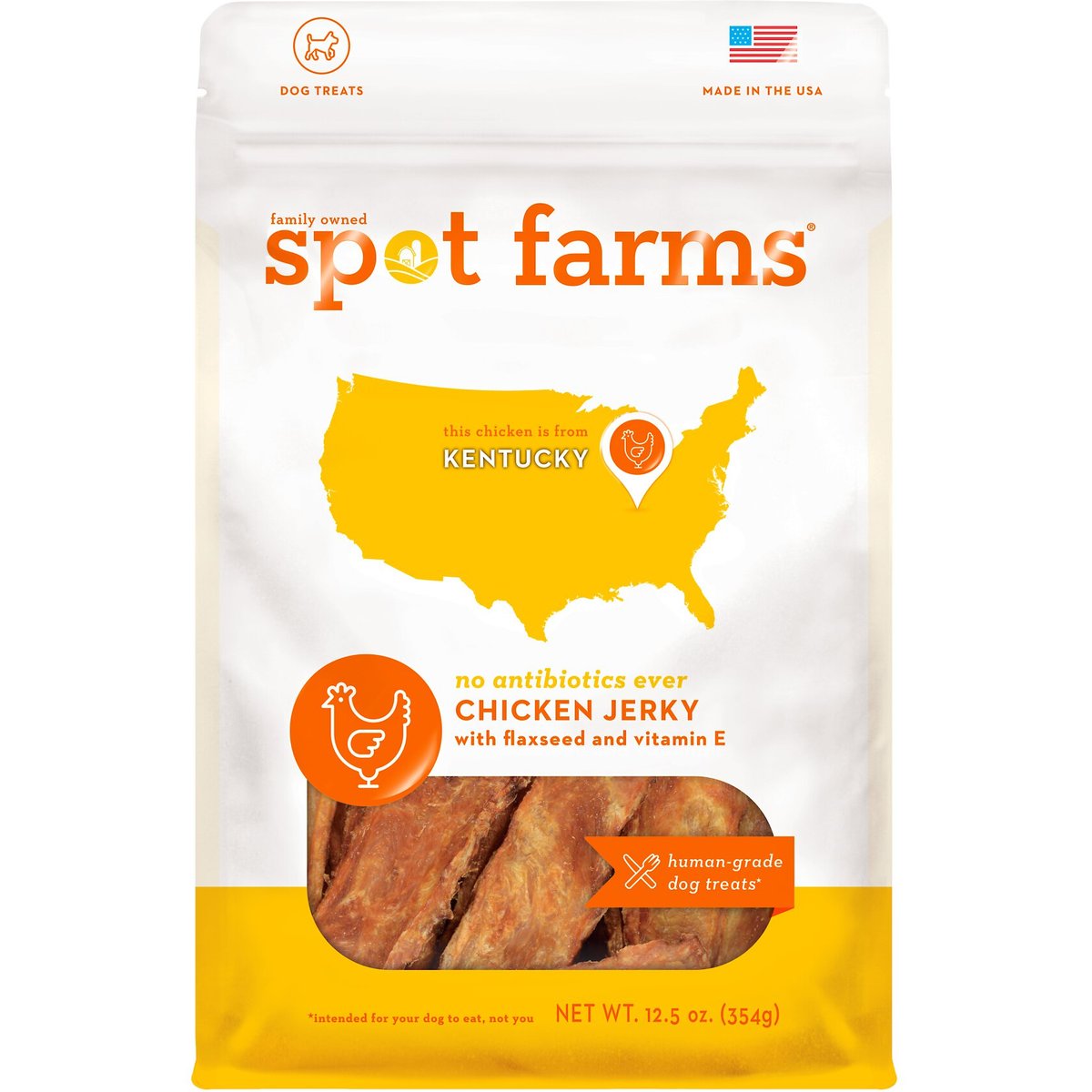 Spot Farms Chicken Jerky with Flaxseed & Vitamin E Dog Treats, 12-oz